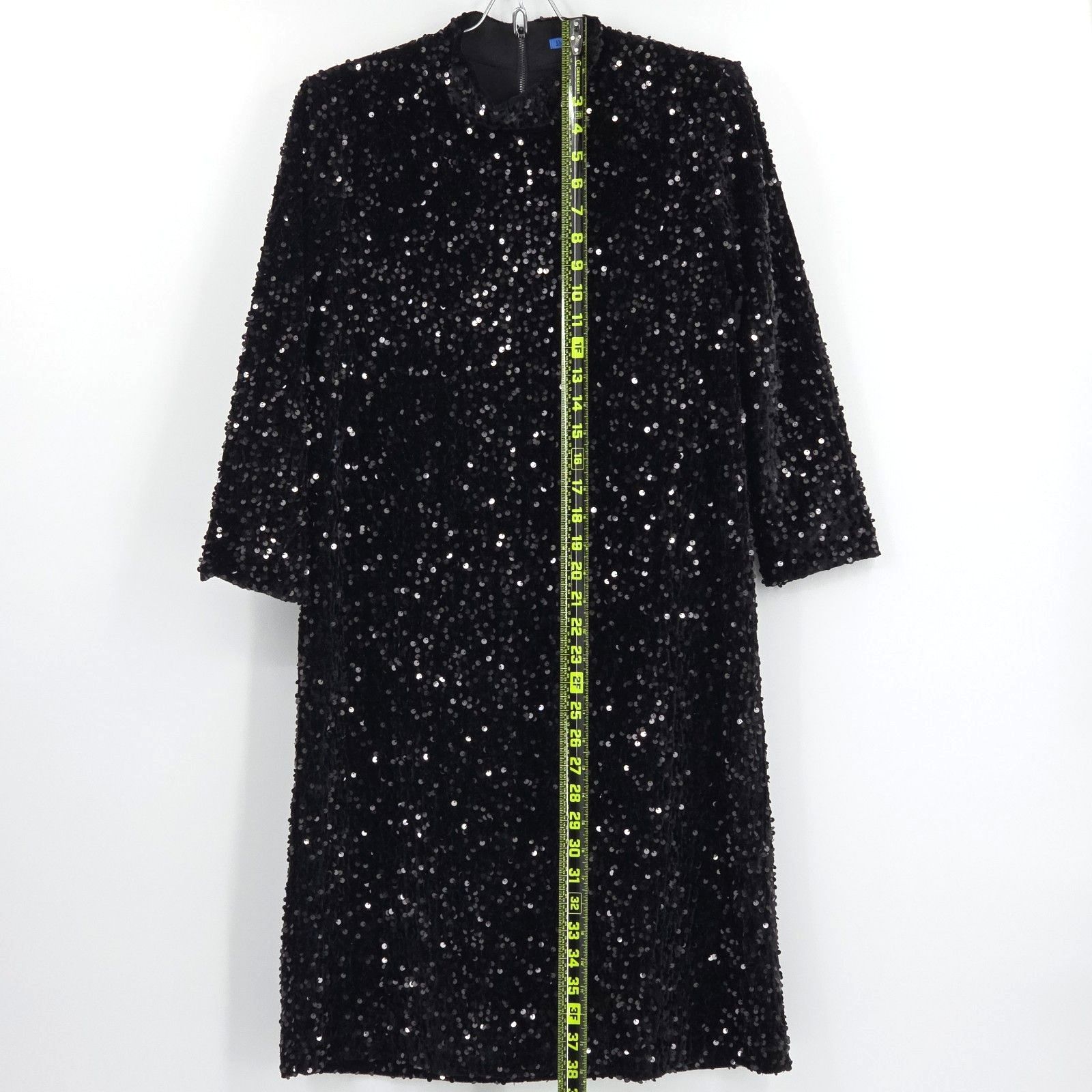 J Mclaughlin Leeza Sequin Dress Small Black Party Glam Evening Wear Formal Nye — image 5 of 8